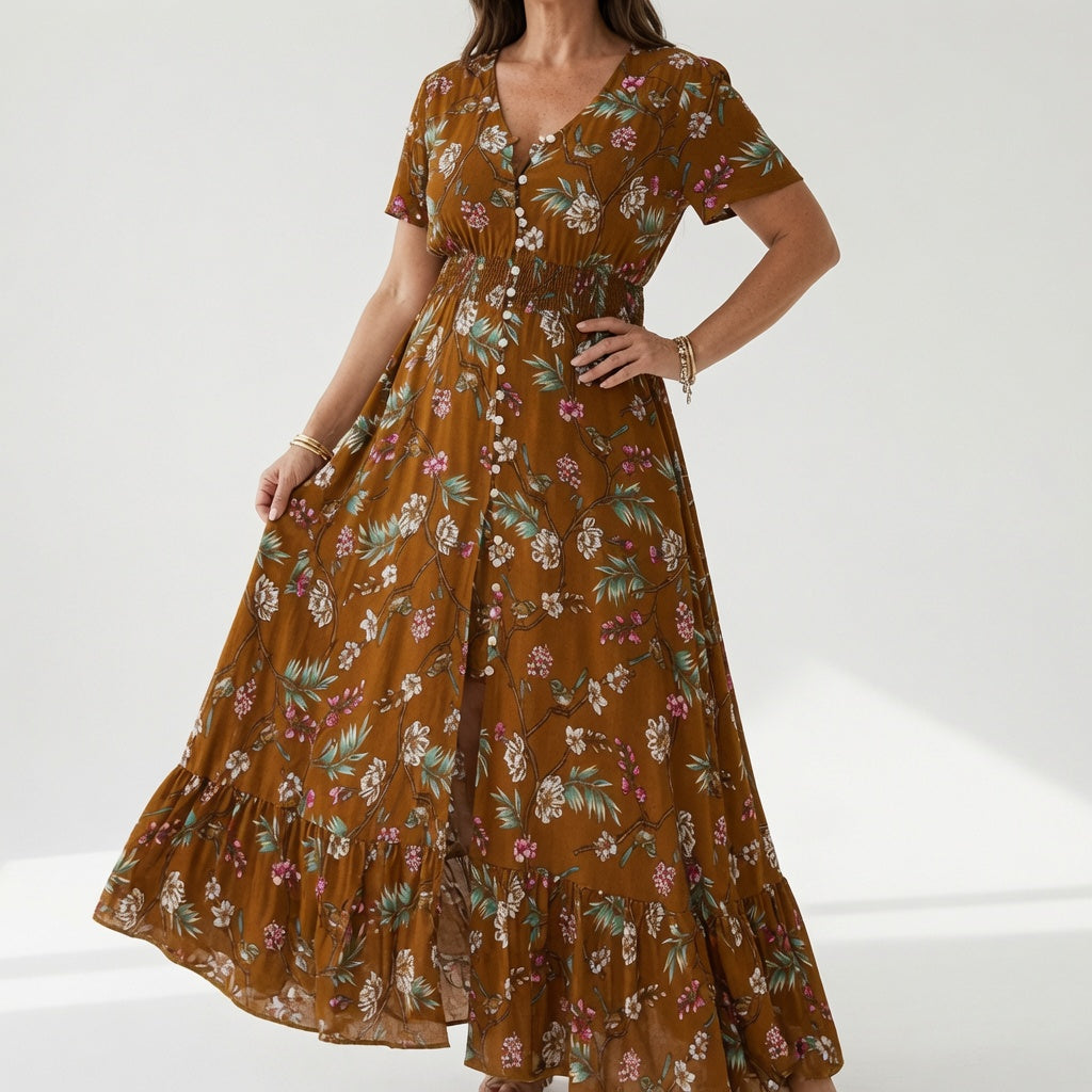 Bohémina — Robe longue à fleurs