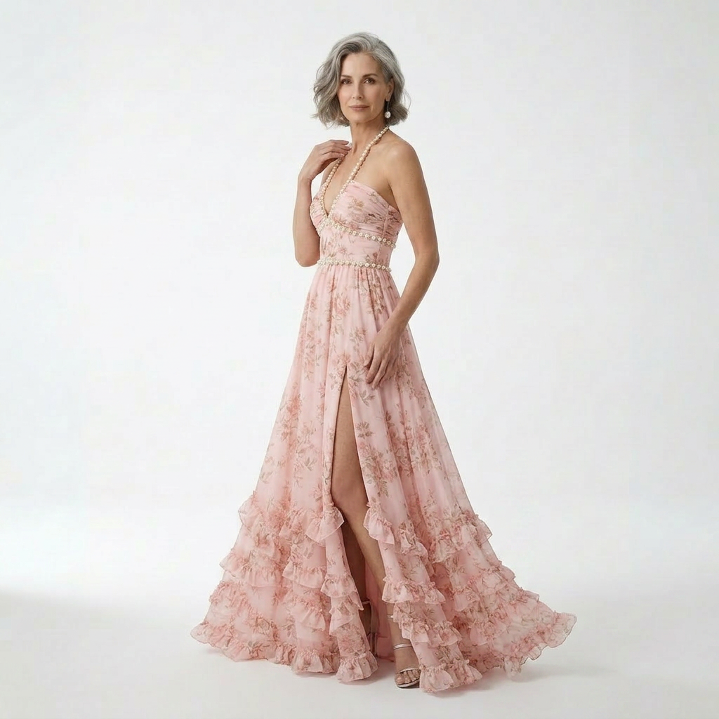 Mérovée™ — Robe longue florale fente esprit romantique