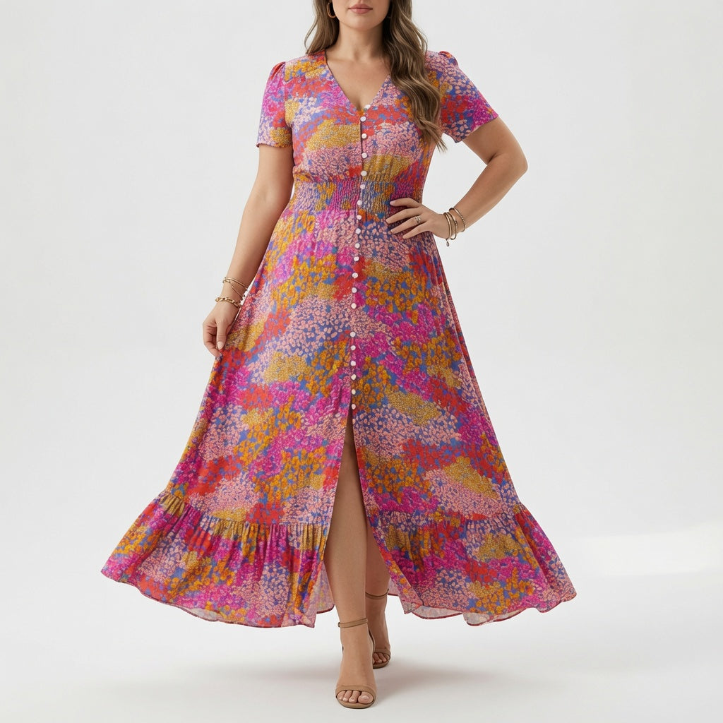 Bohémina — Robe longue à fleurs