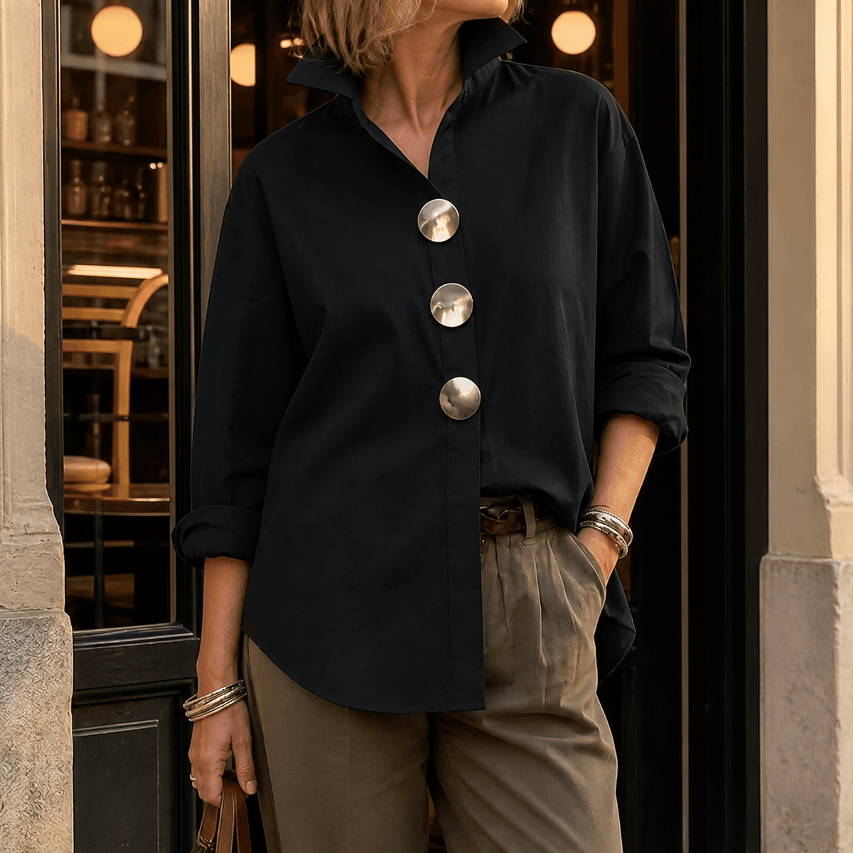 Peggy | Blouse à Boutons Déclaration