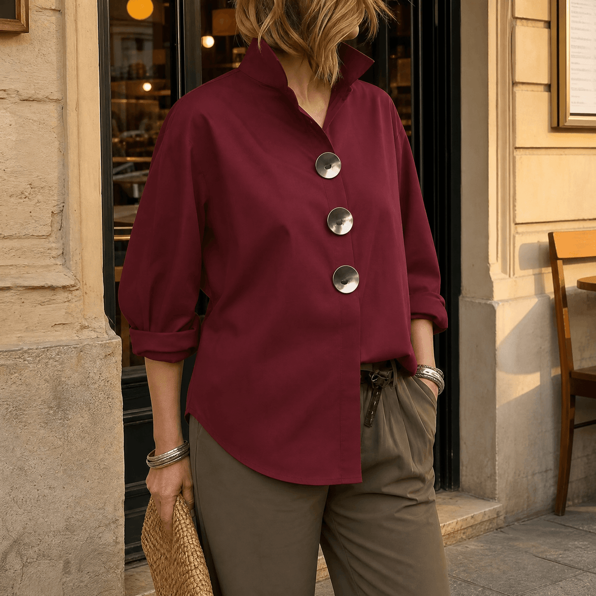 Peggy | Blouse à Boutons Déclaration