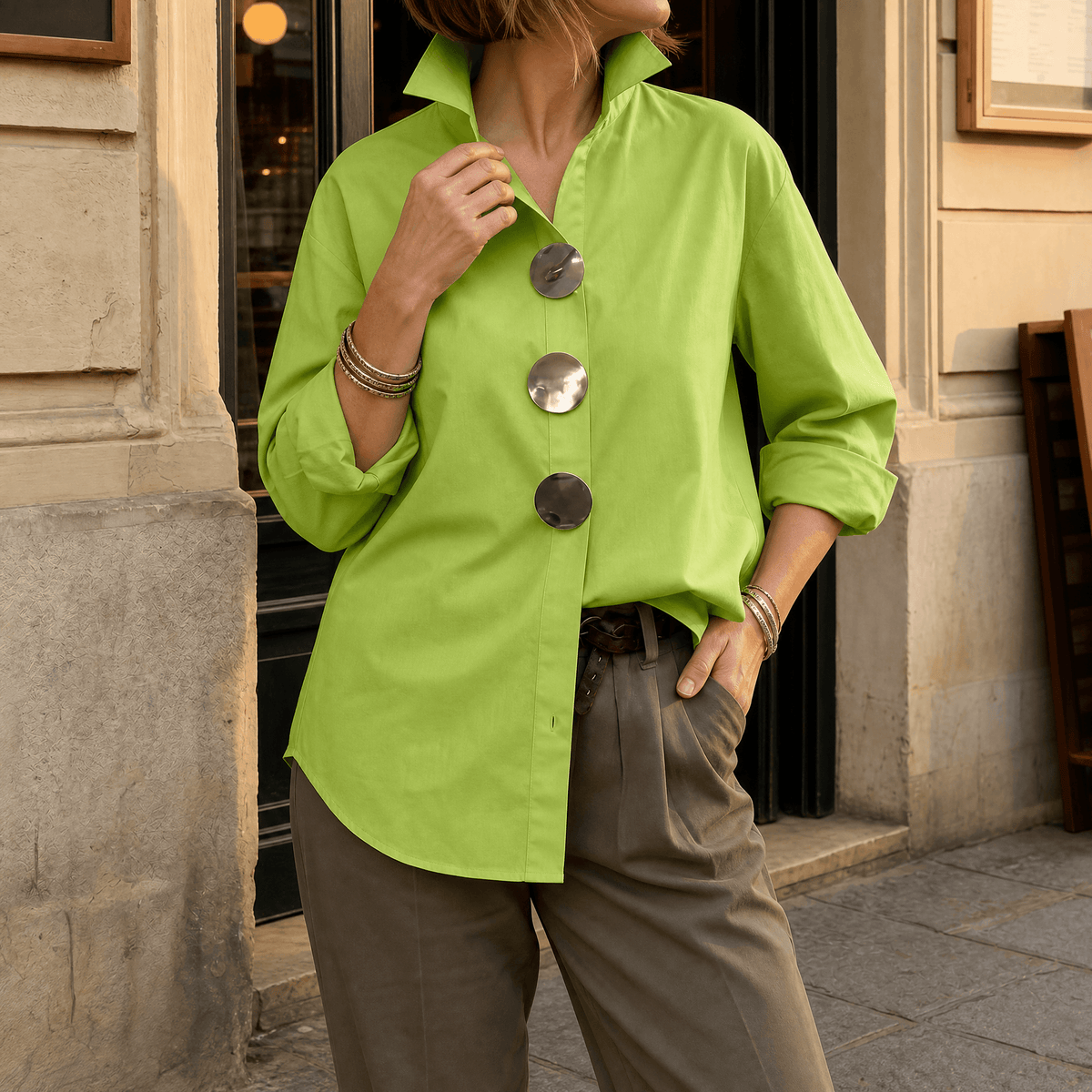 Peggy | Blouse à Boutons Déclaration