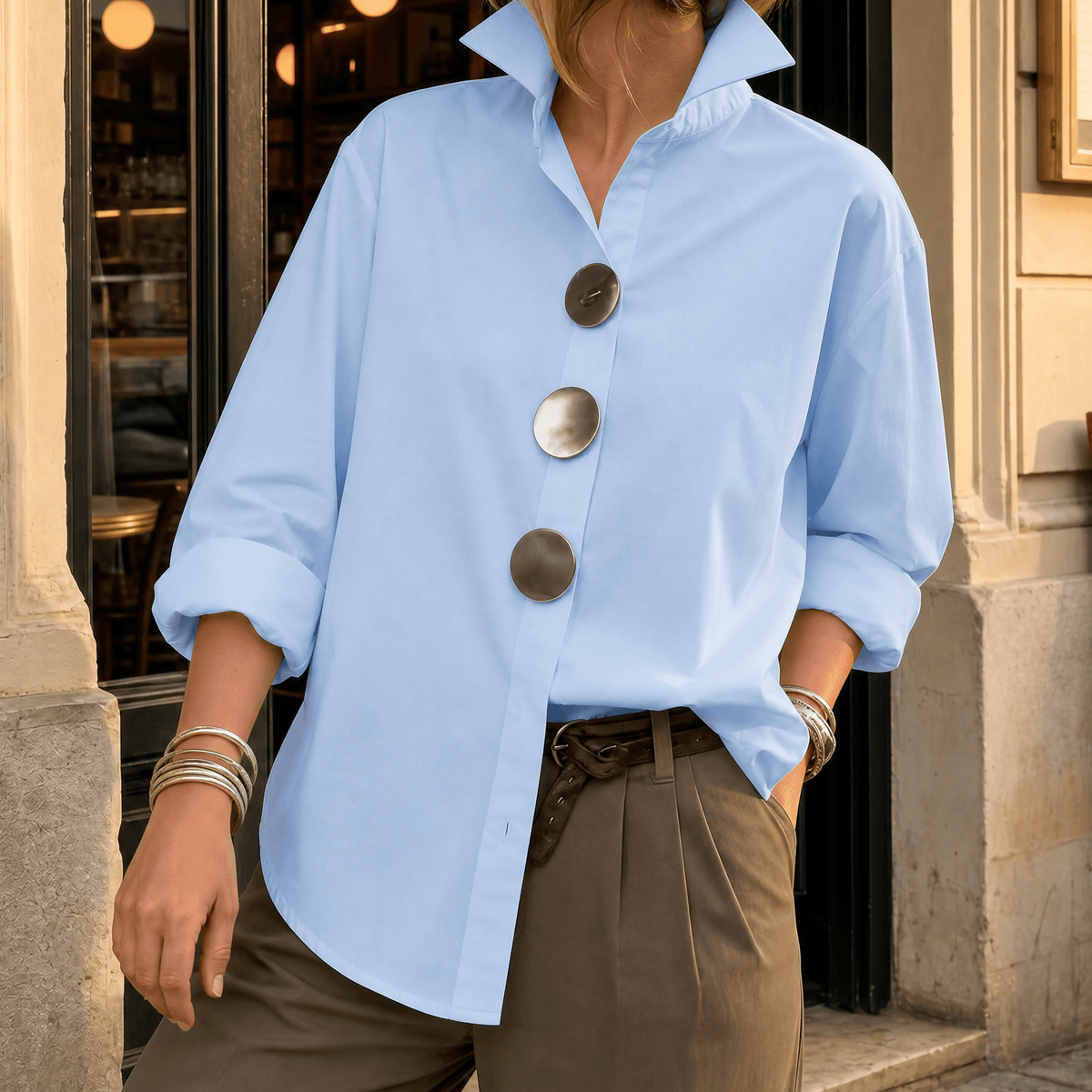 Peggy | Blouse à Boutons Déclaration