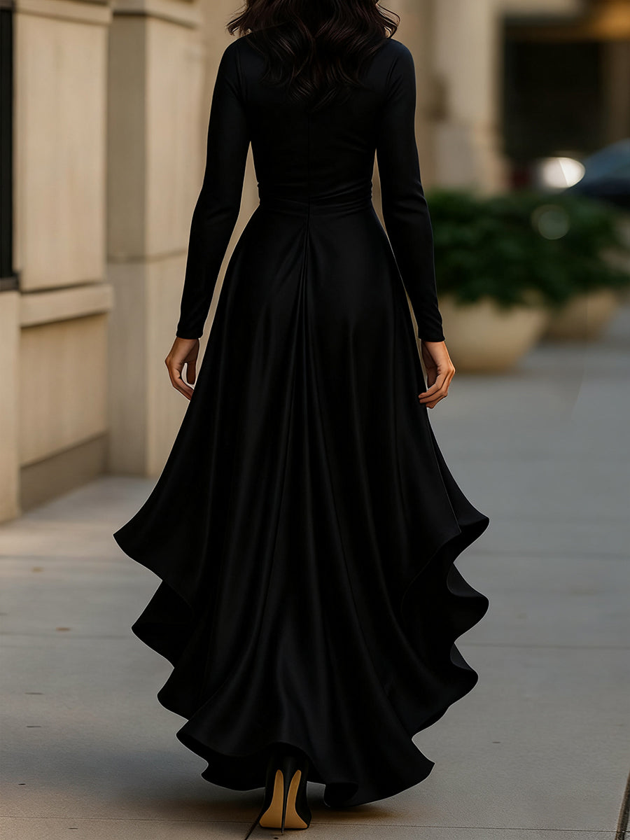 Mathilde™ — Robe portefeuille satinée élégance intemporelle
