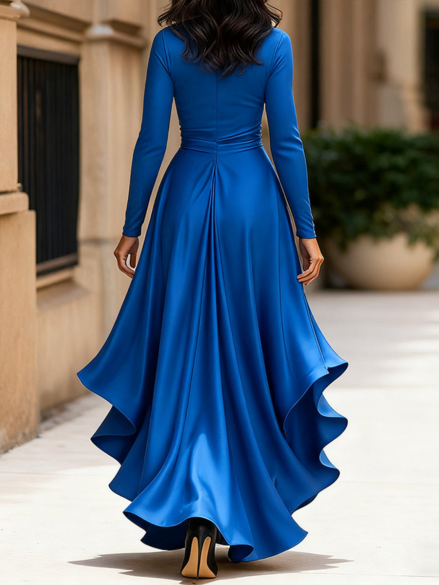 Mathilde™ — Robe portefeuille satinée élégance intemporelle