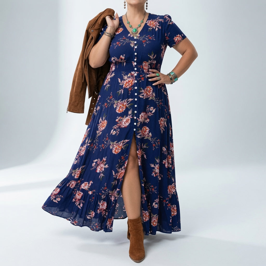 Bohémina — Robe longue à fleurs