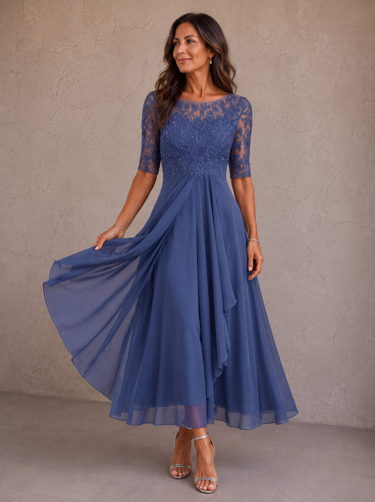 Abella | Robe en Dentelle et Chiffon