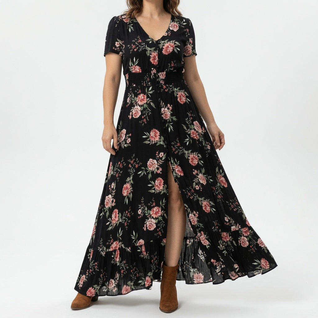 Bohémina — Robe longue à fleurs