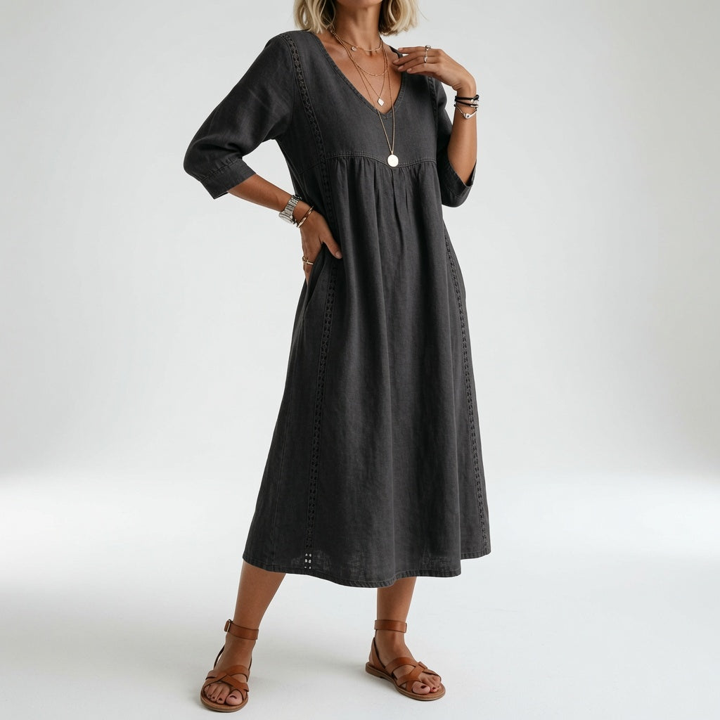 Éléonisse™ — Robe midi fluide élégance naturelle