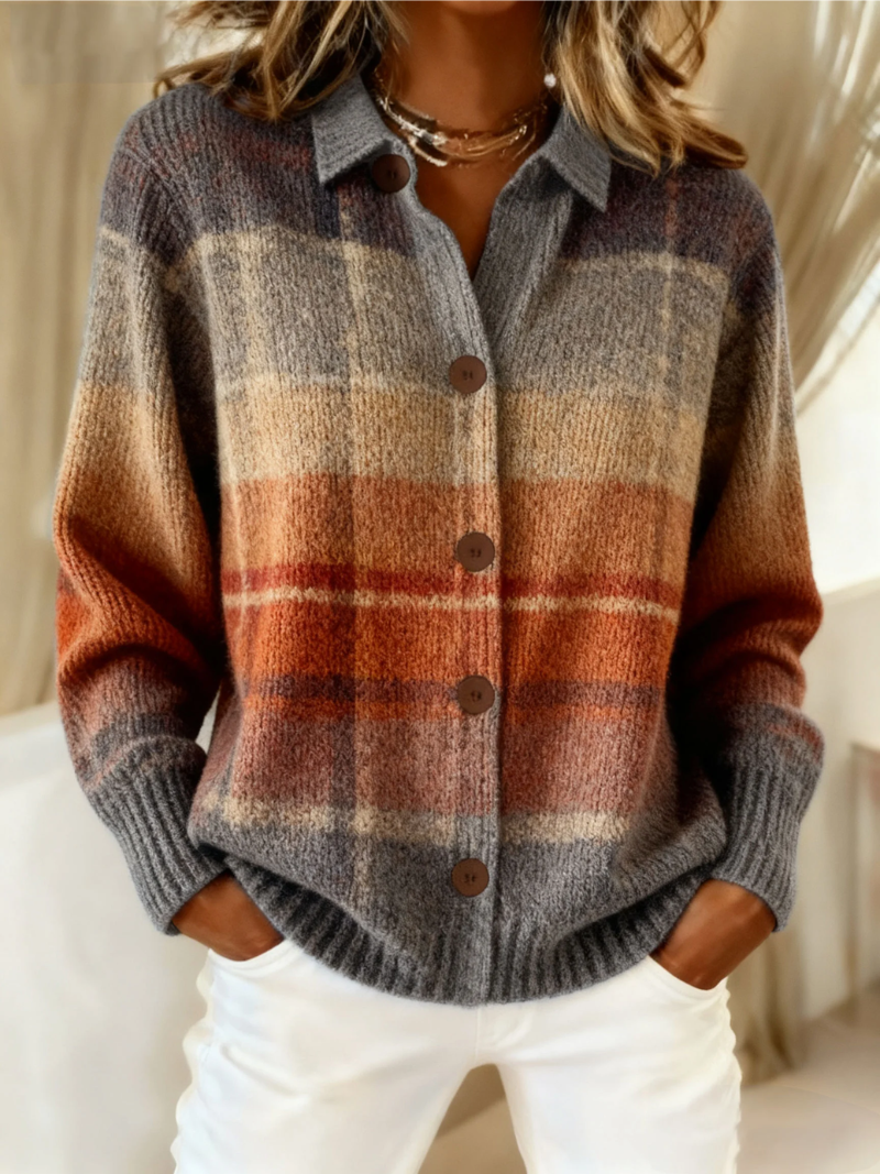 Edith | Cardigan à Carreaux Ombre d'Automne