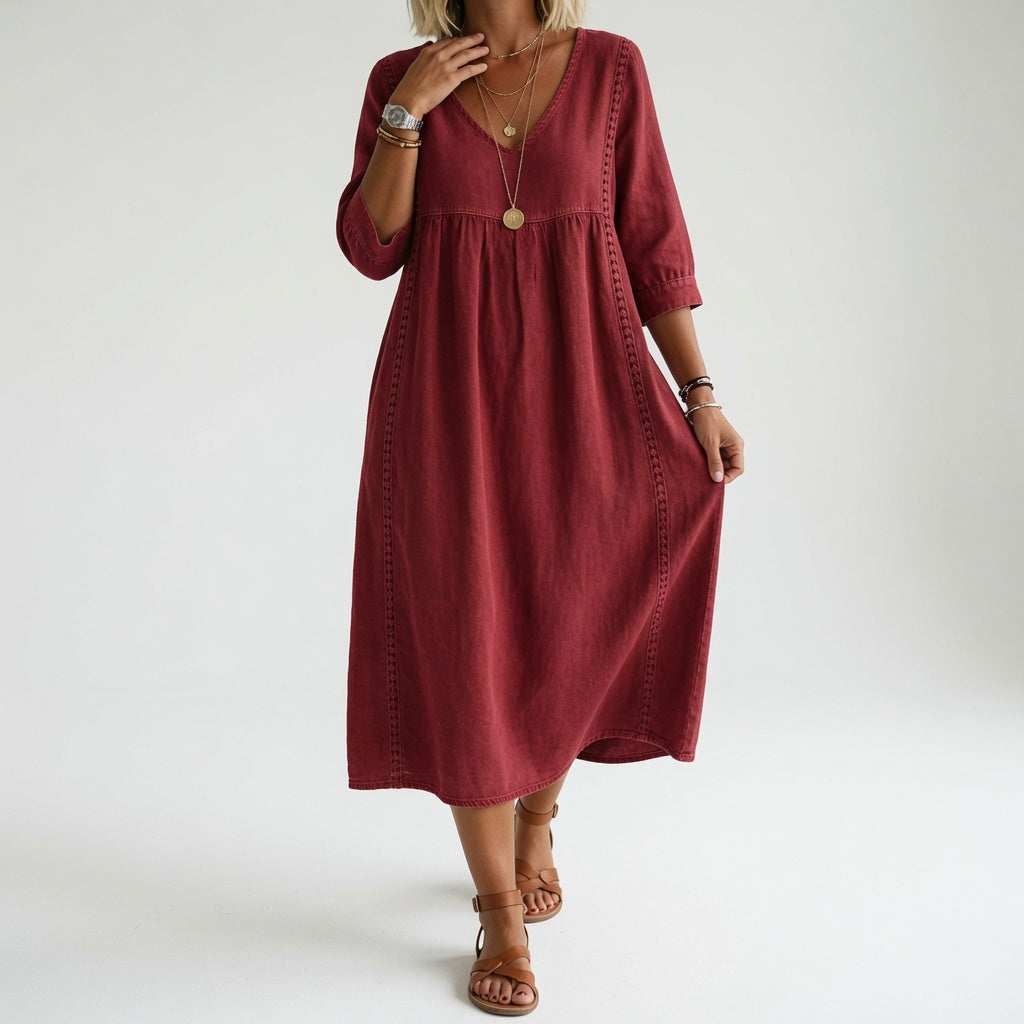 Éléonisse™ — Robe midi fluide élégance naturelle