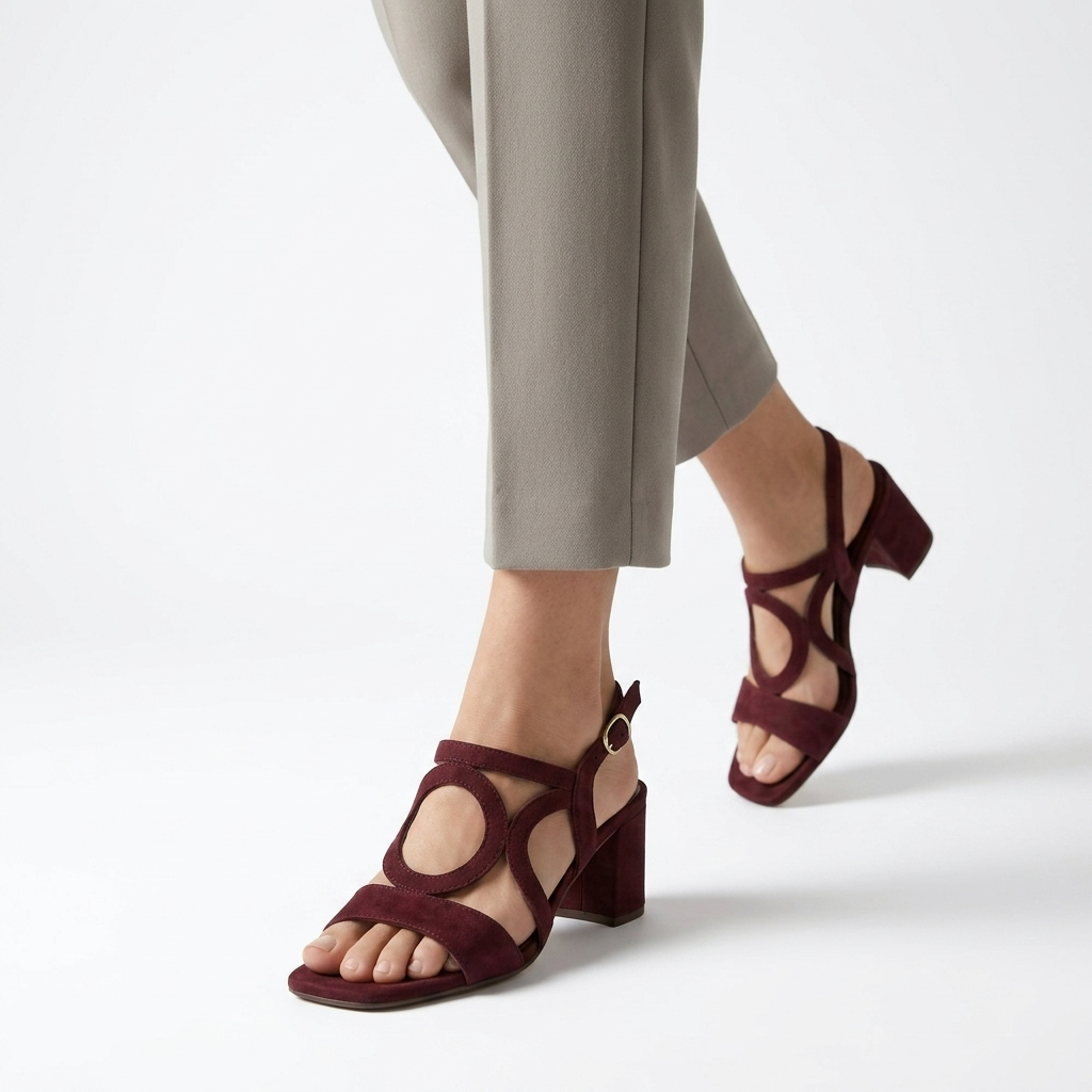 Urbéline™ — Sandale talon bloc slingback découpes boucle