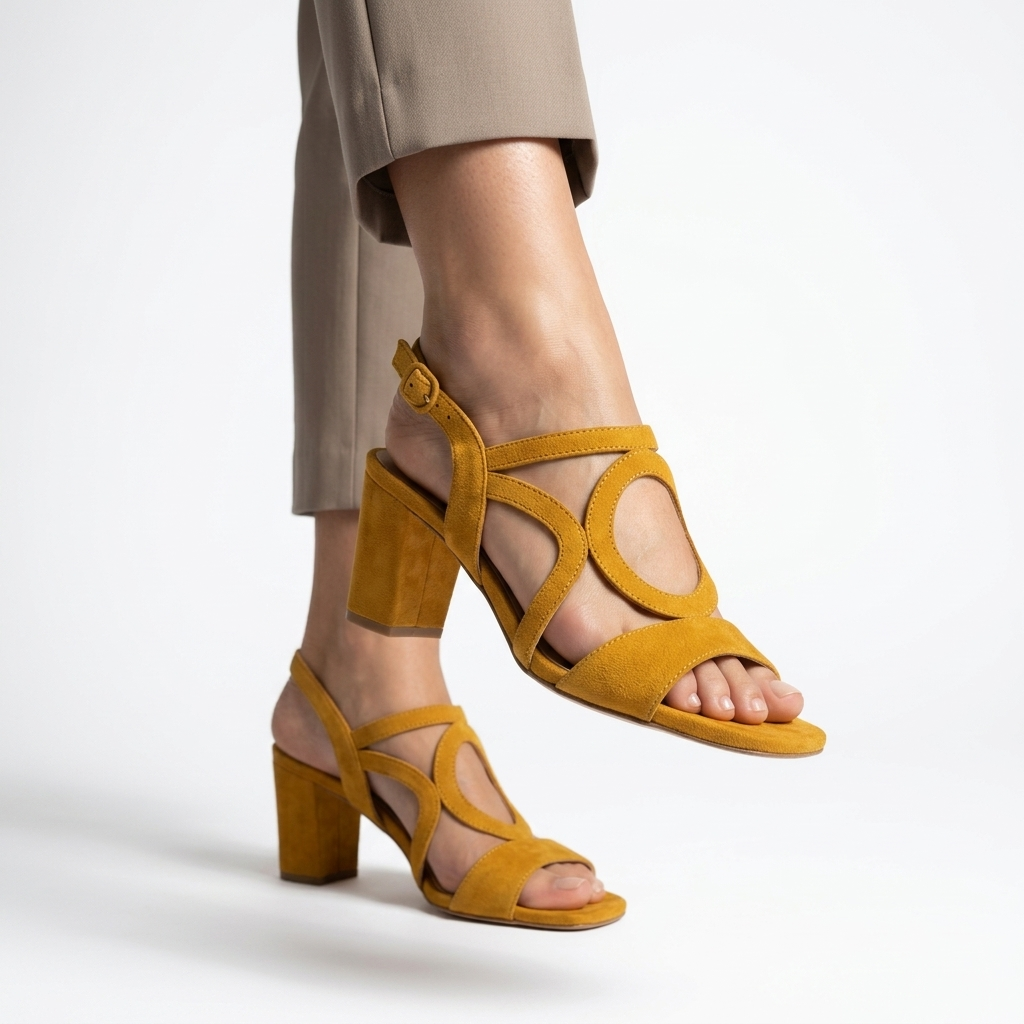 Urbéline™ — Sandale talon bloc slingback découpes boucle