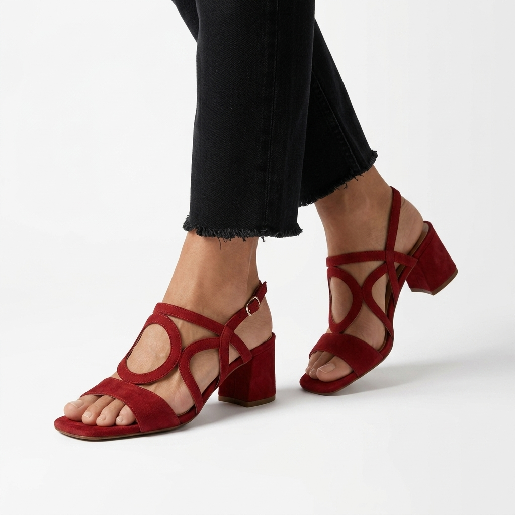 Urbéline™ — Sandale talon bloc slingback découpes boucle