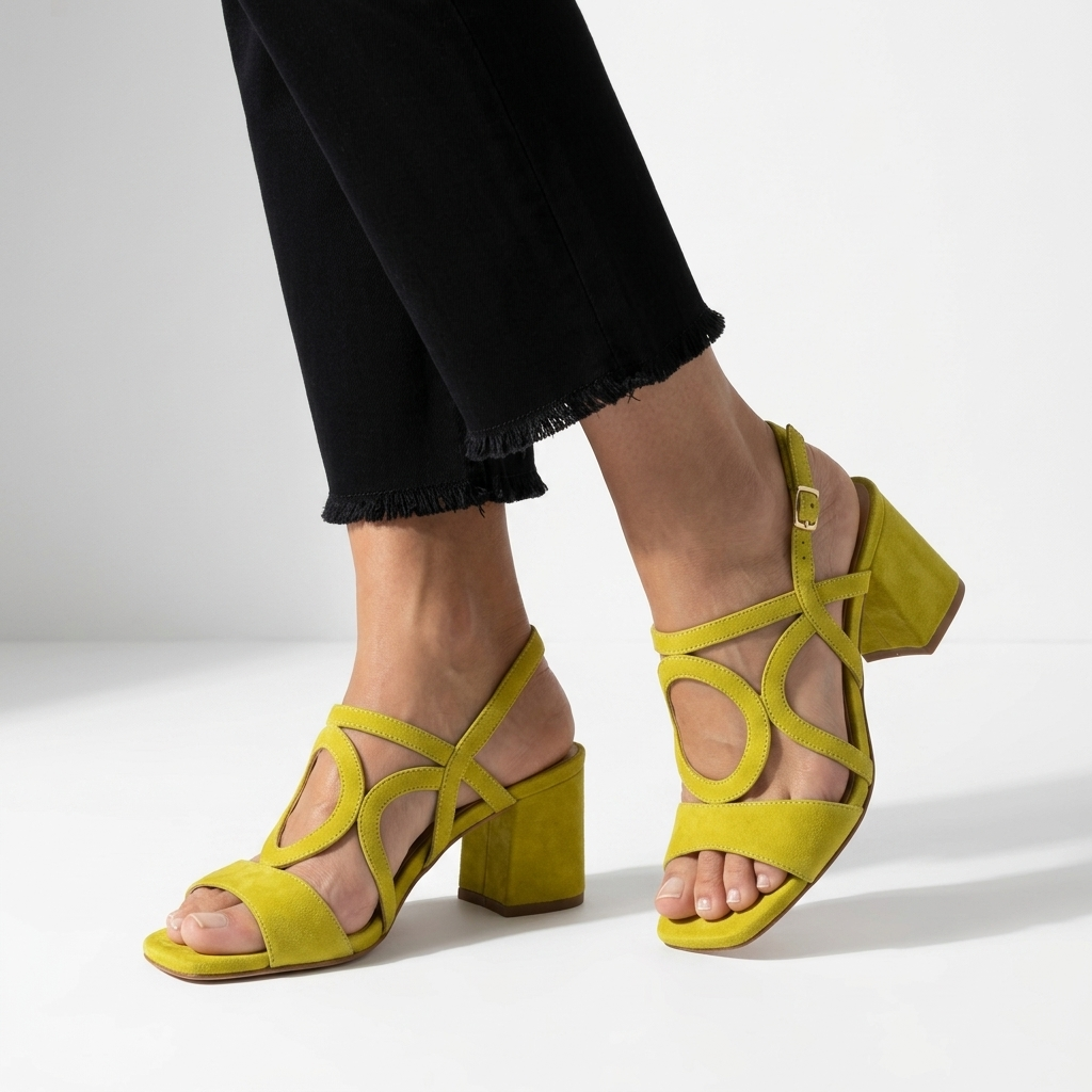 Urbéline™ — Sandale talon bloc slingback découpes boucle