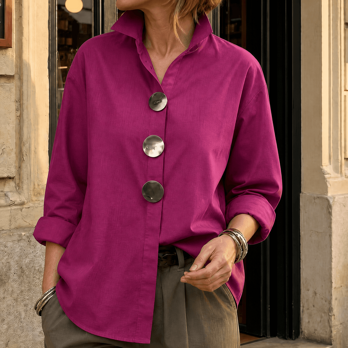 Peggy | Blouse à Boutons Déclaration