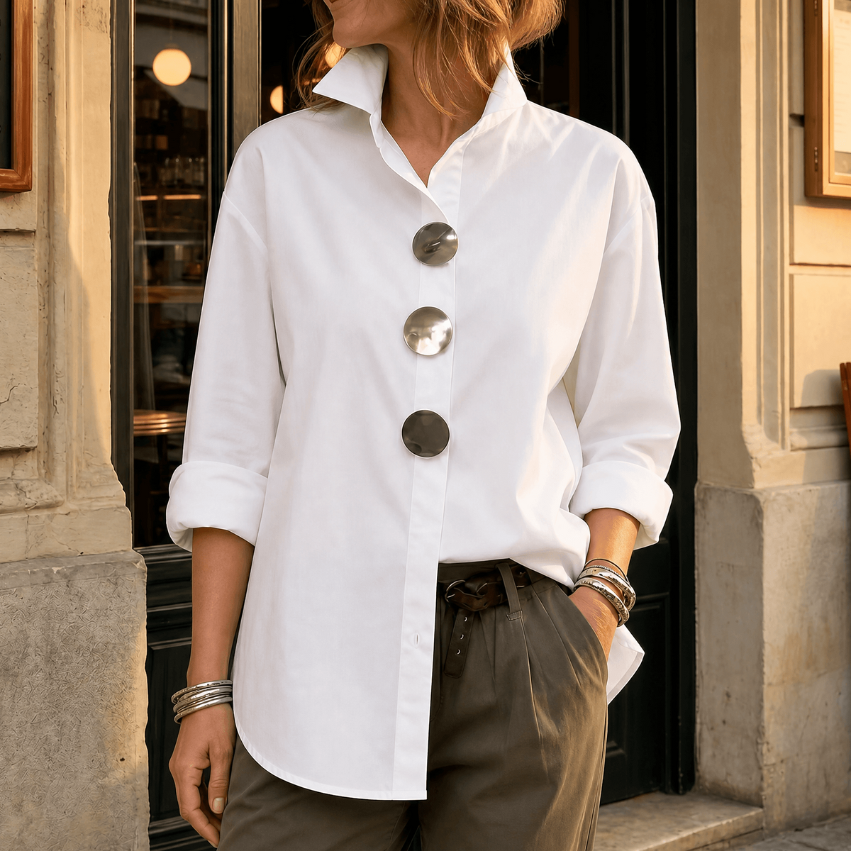 Peggy | Blouse à Boutons Déclaration